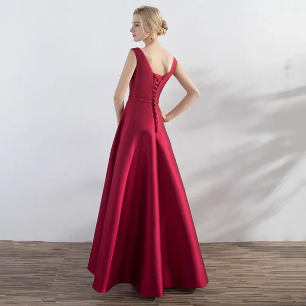 Satin Elegant Long Prom Evening Guest Summer Dresses For Women - Image 4