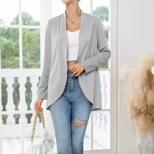 Women's Solid Color New Fashion Long Sleeved Loose Cardigan Top