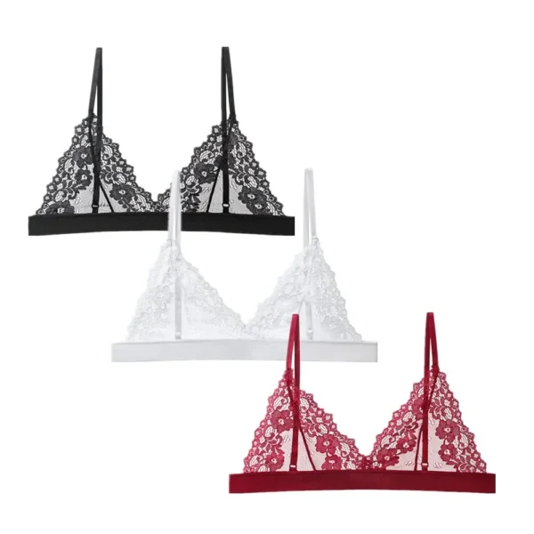 1/2 Pcs Transparent Lace Underwear Bra Sexy See Through Mesh Brassiere - Image 5