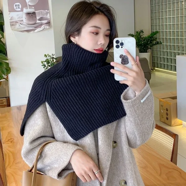 Pullover Scarf Knitted Shawl Winter Scarf False Collar Coat Bib Warm - Image 4