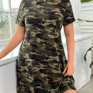 Plus Size Women Casual Dress Summer Comfortable short sleeve