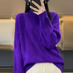 New Thick Cashmere Sweater Women Half Turtleneck Pullover Sweater