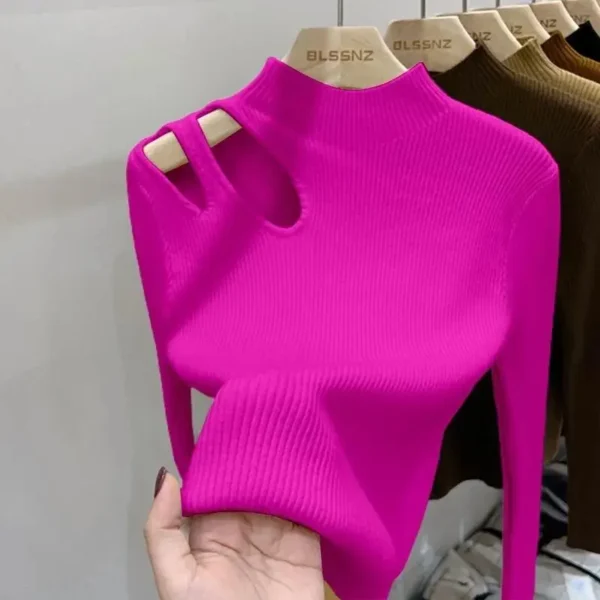 Turtleneck Knitted Women Sweater Ribbed Pullovers Autumn Winter - Image 3