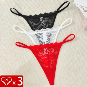 3pcs Low Rise Sexy Lace Women Hot Sale Breathable Intimate Lingerie