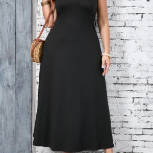 Plus Size Solid Chic Tank Dress - Effortless Square Neck Design