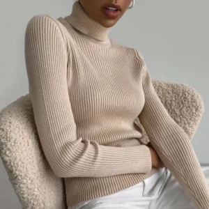 Heliar Women Fall Turtleneck Sweater Knitted Soft Pullovers