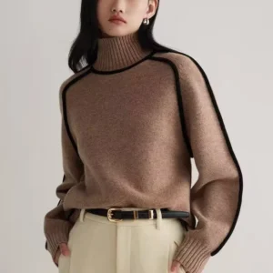 Women Fashion Female Long Sleeve Knitwear Lazy Wind Lady Turtleneck Sweater