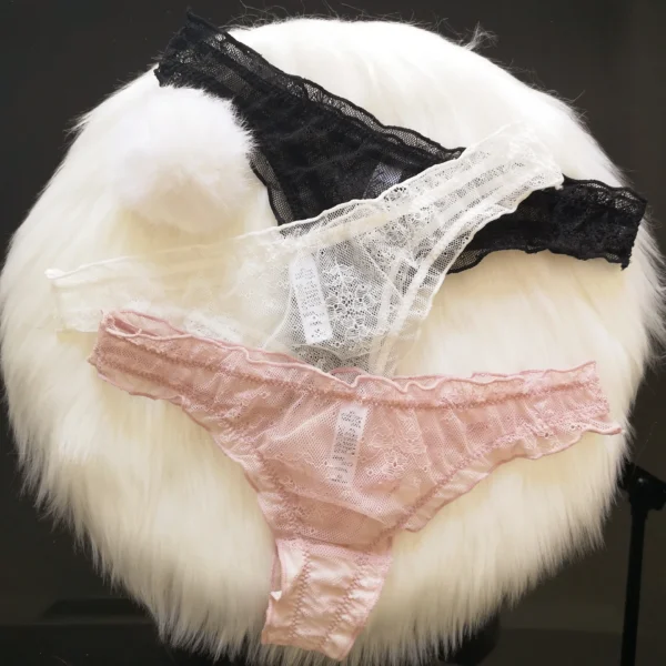 Sexy Women Rabbit Tail Underwear T-back G-string Lace Trasparent Girls Panties - Image 2