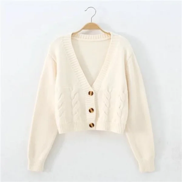 Short Cardigan Female Twist Sweater Coat Fall Single Breasted High Waist - Image 4