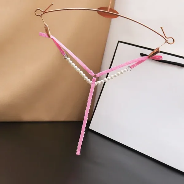 Sexy Pearl Beaded Underwear Women T Shaped Crotchless G-String - Image 8