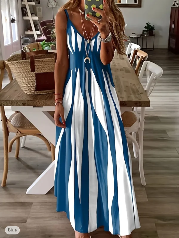 Plus Size Women's Cross border Summer New Product Casual Print Sling Dress