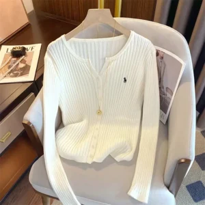 Embroidery Long Sleeve Cardigans Sweaters Korean Fashion Streetwear Lady Shirts