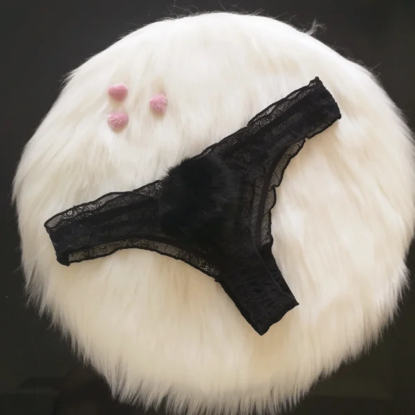 Sexy Women Rabbit Tail Underwear T-back G-string Lace Trasparent Girls Panties - Image 3