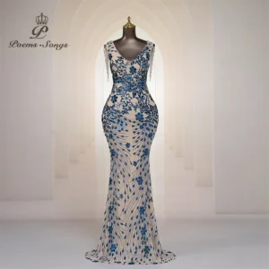 Elegant beaded sleeves Mermaid Evening Dresses For Women