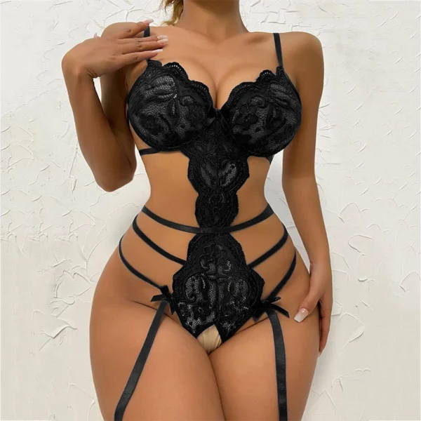 Bra Backless G-string One Piece Set Sexy Crotchless Bra Set Lingerie - Image 2
