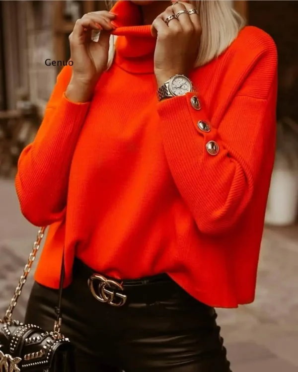 Turtleneck Winter Women Basic Soft Warm Casual Sleeve - Image 6