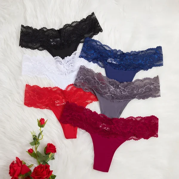 1pcs Women G-string Low Rise Lace Floral Panties Intimate Lingerie - Image 3