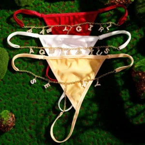Custom Sexy Gold color Crystal Letters Name Briefs T-back Women Panties