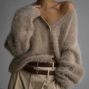 Hirsionsan Elegant Long Sleeve Sweater Female Casual Cardigan