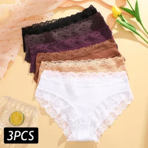 Women Flroal Lace Seamless Briefs Low Rise Lingerie