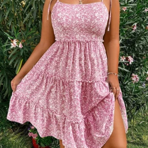 Women's Mini Floral Dresses Half Bodycon Short Sleeve Summer Sling