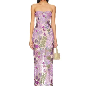 New Bra Heavy Industry Sequins Split Long Dress Women's