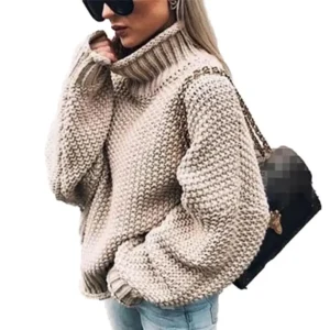 Turtleneck Oversized Sweater Winter Fall Solid Outerwear Knitwear