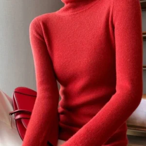 Women Long Sleeve Turtleneck Pullovers Warm Bottoming Korean