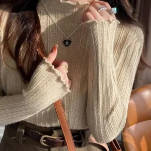 Turtleneck Women Sweaters Autumn Winter Warm Pullover Slim Tops