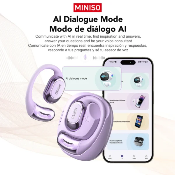 MINISO MS156 Bluetooth V5.4 Bluetooth Earphones Call Noise Reduction Sports Wireless Headphones Powerful Bass Powerful Bass Ear - Image 4