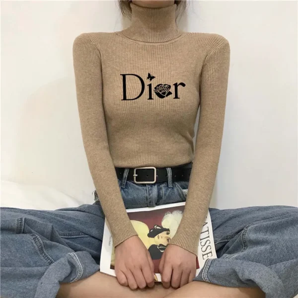 Turtleneck Sweater Knitted Soft Pullovers Cashmere Jumpers - Image 3