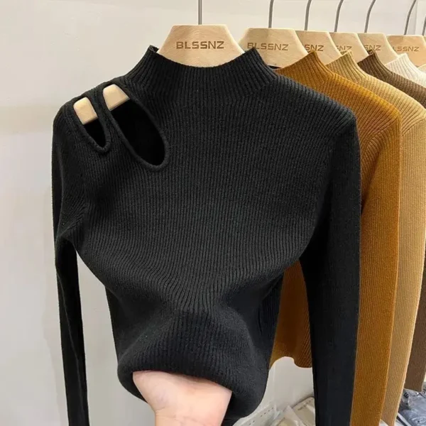 Turtleneck Knitted Women Sweater Ribbed Pullovers Autumn Winter - Image 5