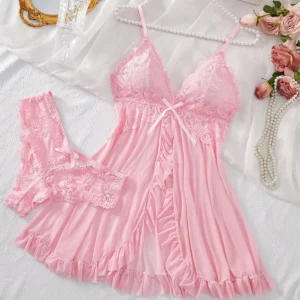 Sexy Lingerie Set Women Erotic Bra Nightdress Sexy Lace Sleepwear