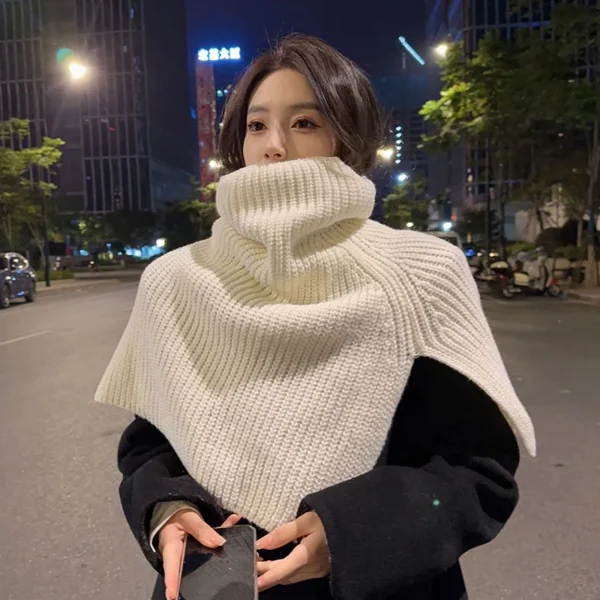 Pullover Scarf Knitted Shawl Winter Scarf False Collar Coat Bib Warm - Image 3