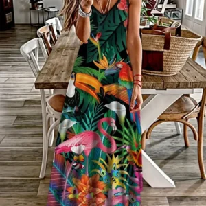 Animal Print V-Neck Vacation Dress