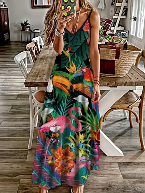 Animal Print V-Neck Vacation Dress