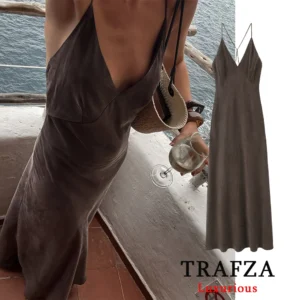 Solid V-Neck Holiday Slip Dress