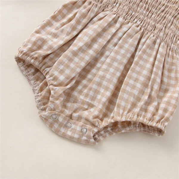 Sleeveless Frill Smocked Strap Romper with Headband Set - Image 6