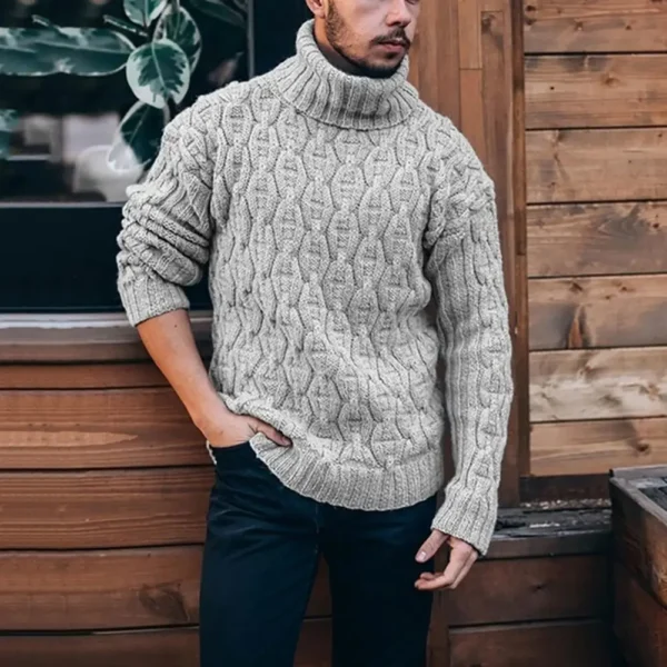 Warm Thick Woolen Sweaters Men Casual Knitted Turtleneck