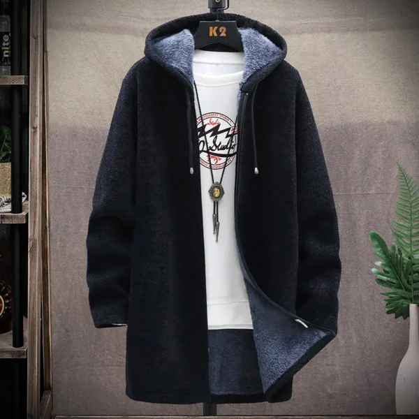 Mens Long Knit Cardigan Autumn Winter Sweater Coat - Image 5