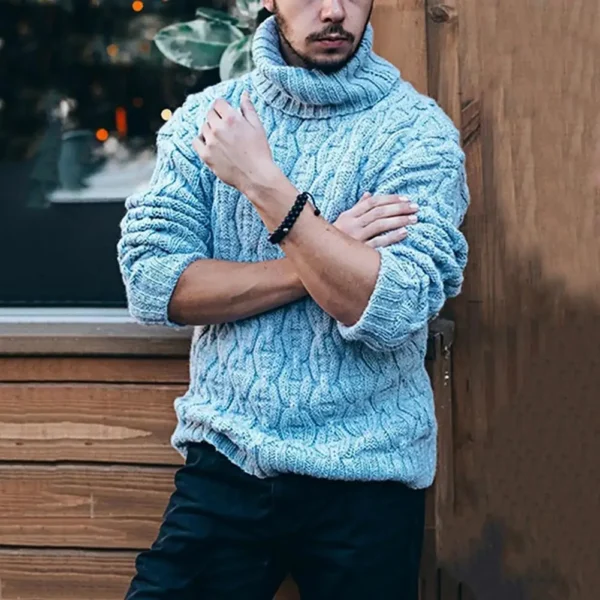 Warm Thick Woolen Sweaters Men Casual Knitted Turtleneck - Image 5