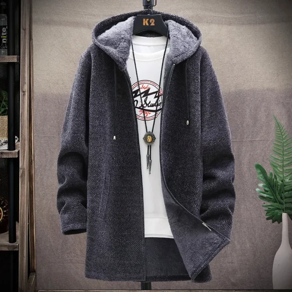 Mens Long Knit Cardigan Autumn Winter Sweater Coat - Image 2