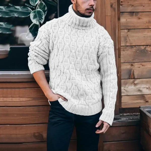 Warm Thick Woolen Sweaters Men Casual Knitted Turtleneck - Image 3