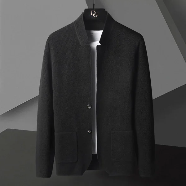 2025 Cardigan Jacket Men Solid Color Knitted Casual Stand Collar - Image 4