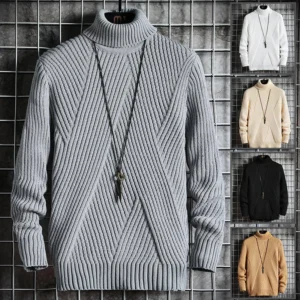 New Winter Mens Casual Turtleneck Pullover Men's Long Sleeve