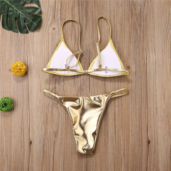 Women Bikini Sets Gold Color Sequins Bikini Set - Image 2