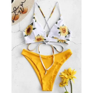 Sunflower Printed Bikini Set Sexy Swimwear Women
