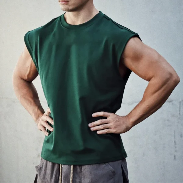 Cotton Sprort T-shirt Bodybuilding Slim Shirts Sleeveless - Image 6