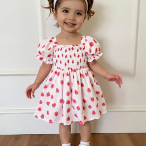 Single piece baby girl baby fashionable strawberry print dress