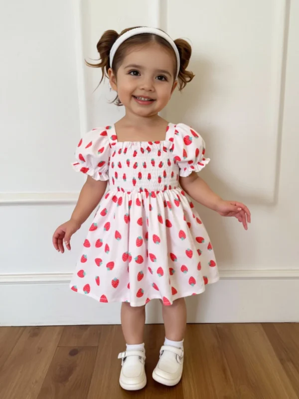 Single piece baby girl baby fashionable strawberry print dress
